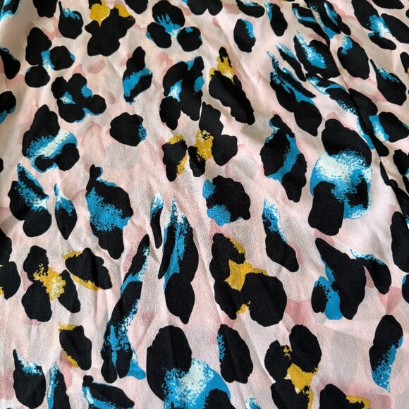 Emery Rose XL Pink Abstract Leopard Print Midi Dress – V-Neck, 3/4 Sleeve, Flowi - Picture 2 of 6